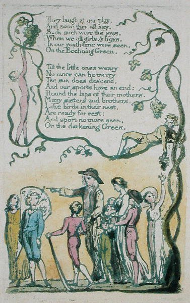 The Ecchoing Green, and They laugh at our play..., plate 8 from Songs of Innocence by William Blake
